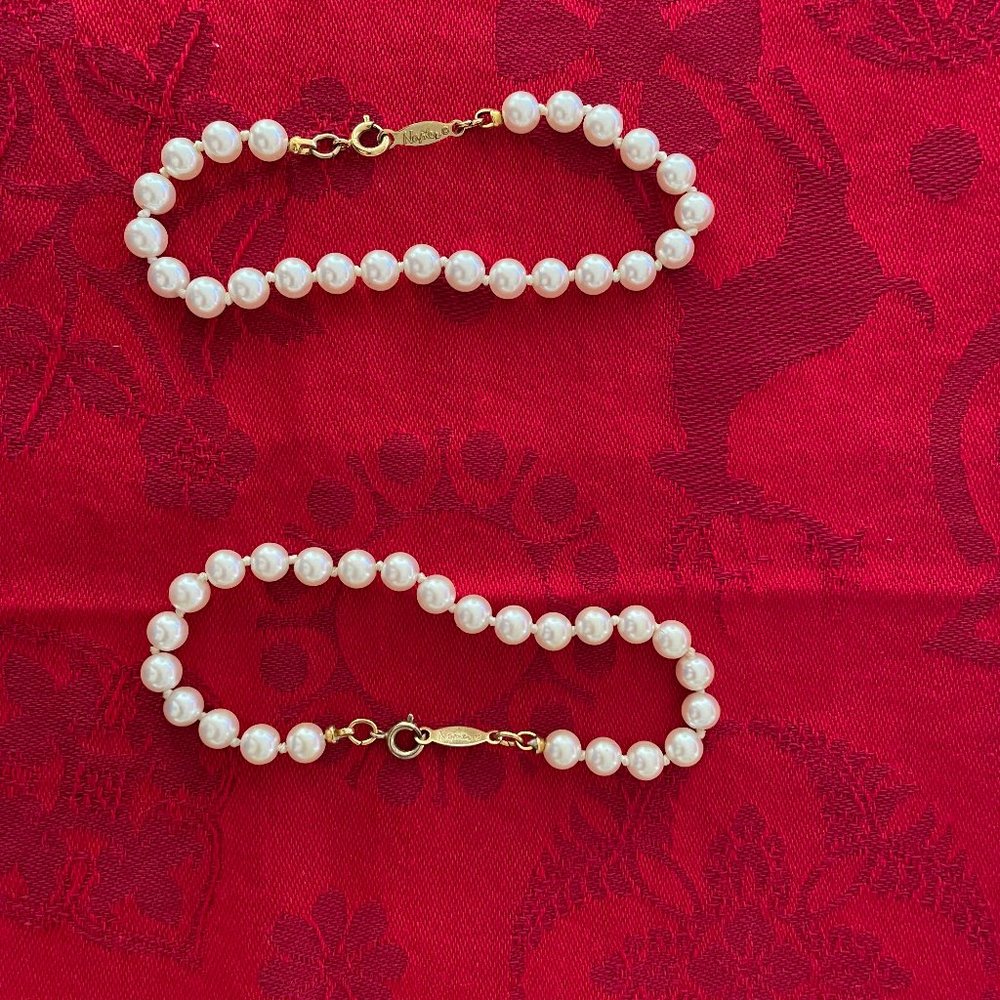 2 VINTAGE NAPIER FAUX PEARL BRACELETS